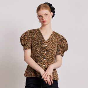 Damson Madder Shell Denim Top Leopard